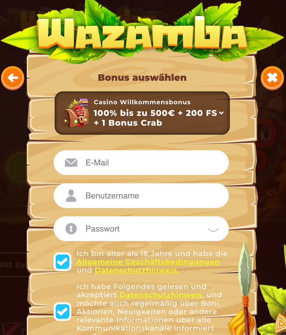 wazamba login